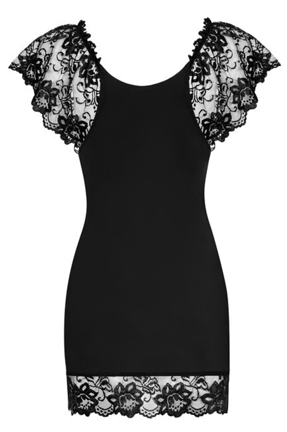 Сорочка черная с вставками из цветочного кружева и стринги Imperia SM (42-44) (Цвет: черный)