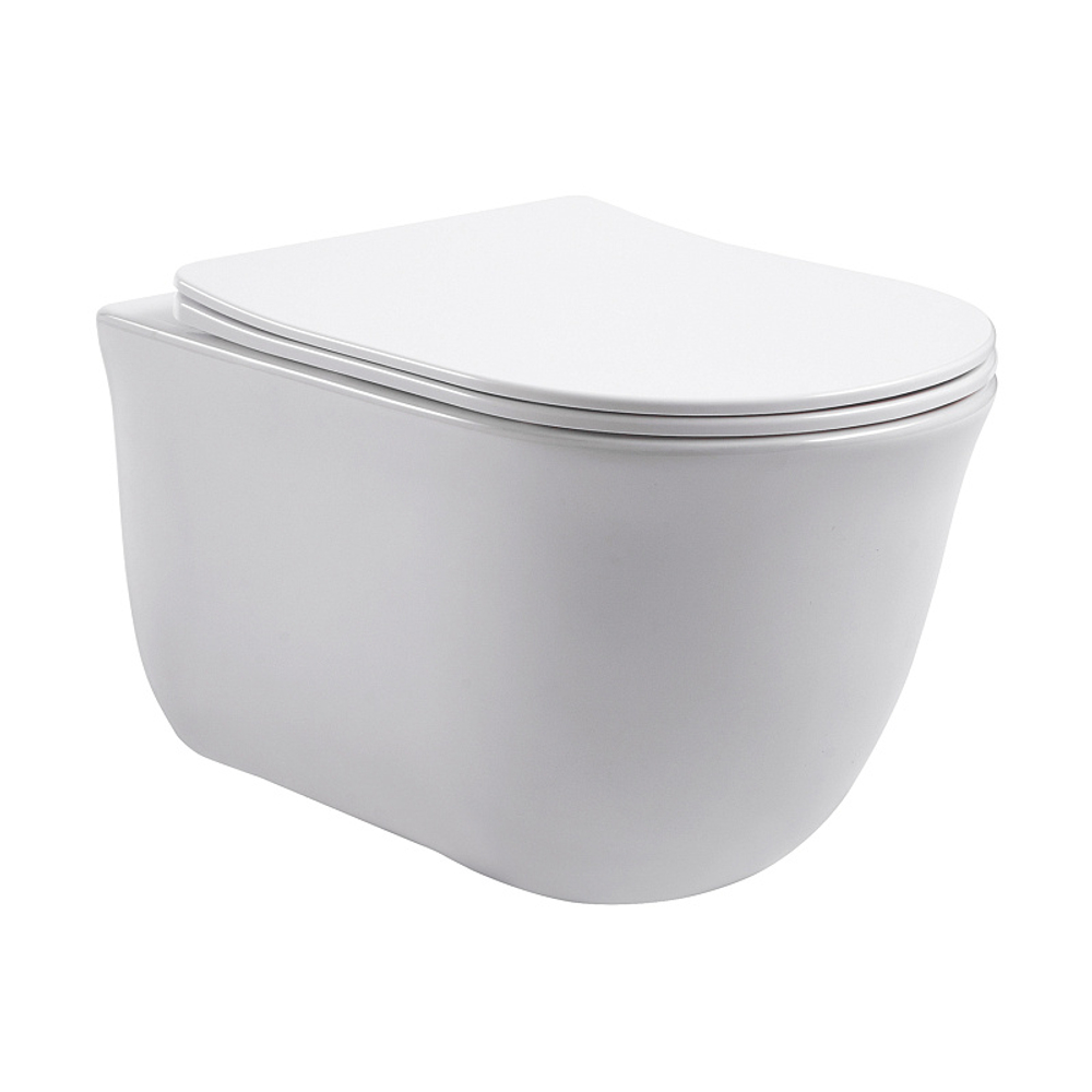 Унитаз подвесной Azario LISTA 490х365х340 безободковый, система смыва "Скрытое Торнадо", с быстросъемным сиденьем "Микролифт" (AZ-1177T)