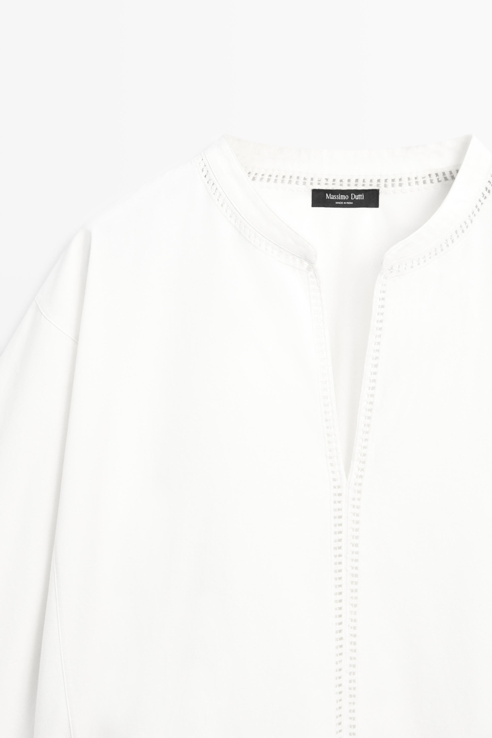 Massimo Dutti Блуза с вышивкой и бахромой по низу, белый