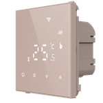 Термостат с датчиком пола программируемый через приложение,  с Wi-Fi,  16A,  размер накладки 70х70мм,  цвет стекло кашемир. Для установки в рамки с внутренним размером 70х70мм. Рамка в комплект поставки не входит.