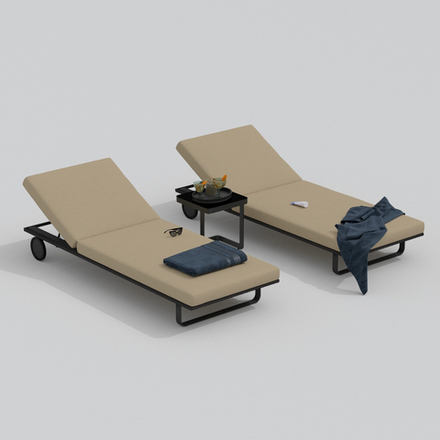 Шезлонг КОСТА на колесах бежевый - каркас карбон