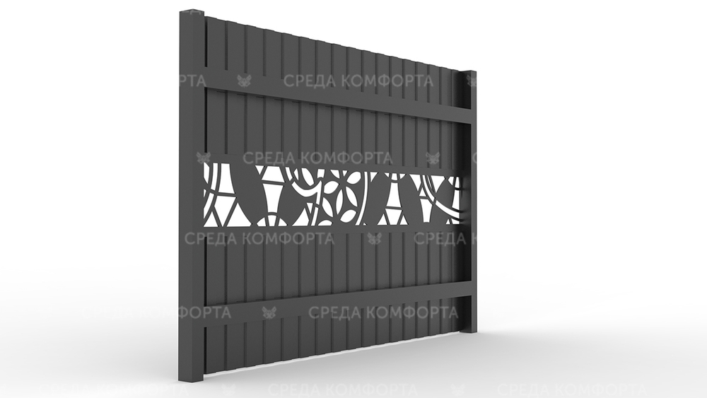Забор из профлиста 2500х2000 мм ZBR0022 (столб для забора продается отдельно)