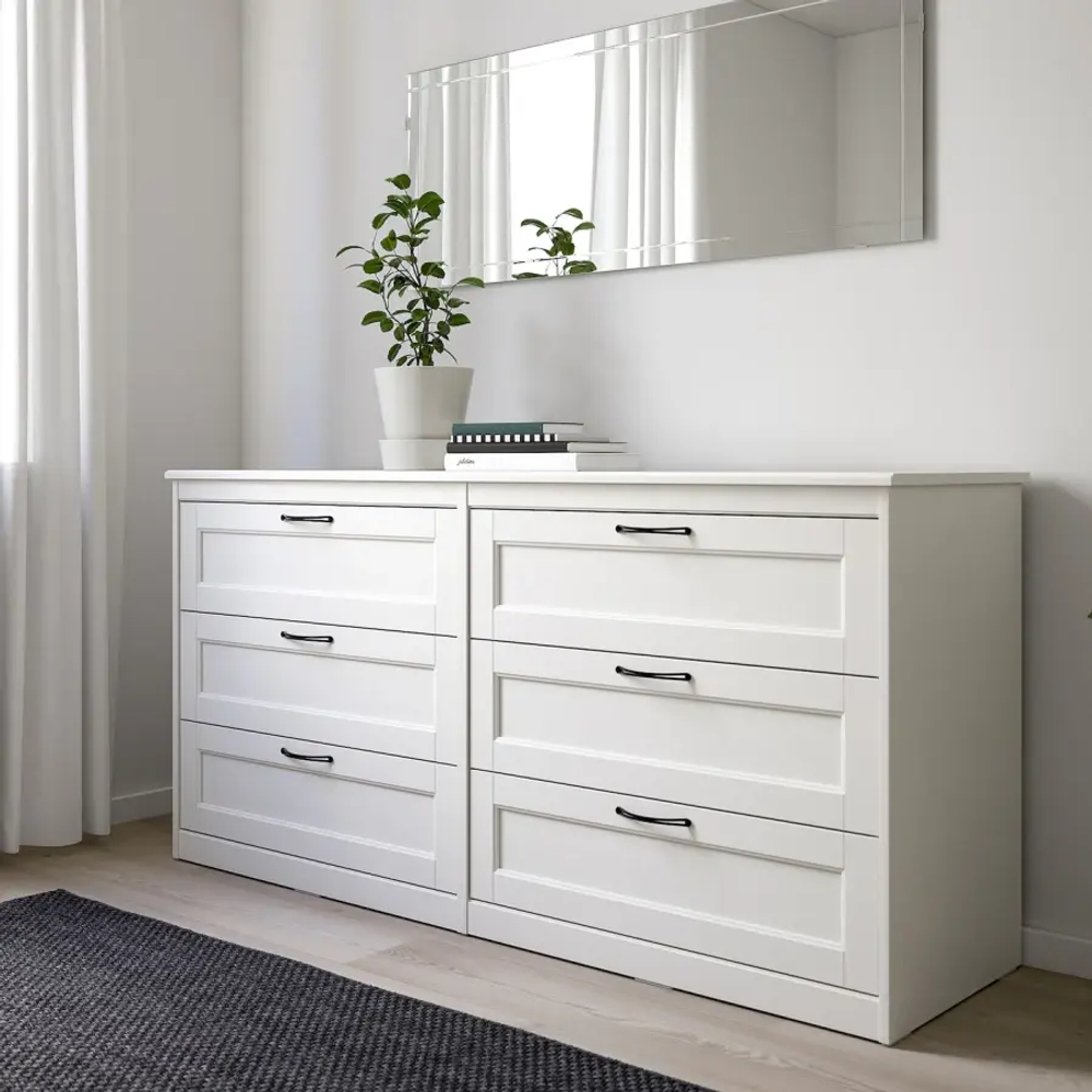 Комбинация мебели для спальни - IKEA SONGESAND, 200x140см, белый, СОНГЕСАНД ИКЕА