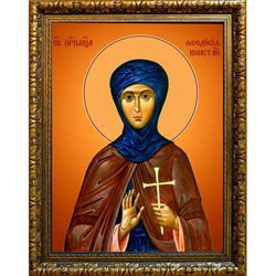 Феодосия Константинопольская преподобномученица, дева. Икона на холсте.