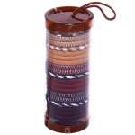 Резинки для волос детские в тубе 18шт «ЗАБАВА», спиральки, цвет бежевый / коричневый, d-4см (наклейка Кокетка)