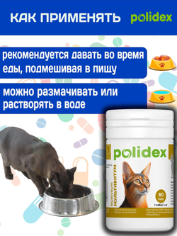 Polidex Multivitum Plus для кошек, витаминный комплекс для восполнения недостатка витаминов, микро и макроэлементов Полидекс Мультивитум Плюс, 80 таб