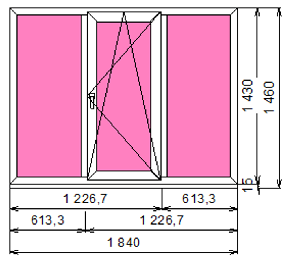 Пластиковое окно 1430 х 1840 ТермА Эко