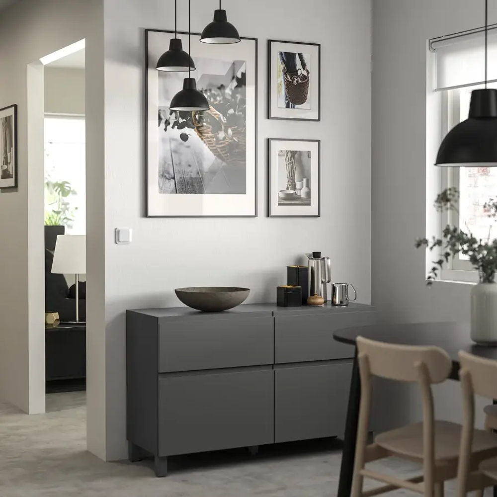 Комбинация для хранения - BESTÅ/ BESTА IKEA/ БЕСТА/БЕСТО ИКЕА, 74х120 см, темно-серый
