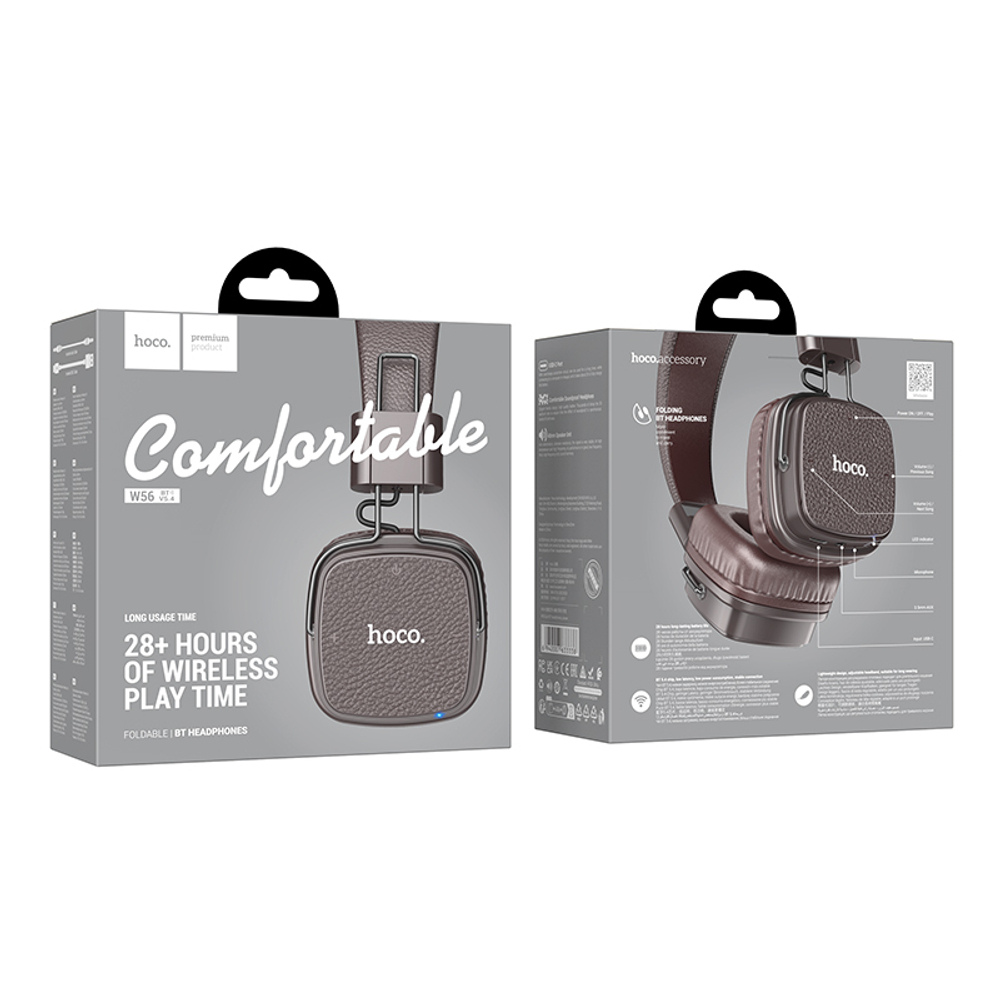 Полноразмерные Bluetooth наушники HOCO W56 (коричневый)