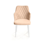 Стул с подлокотниками Hunt ромб, бархат бежевый 5 / белый конус