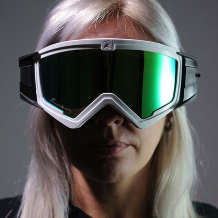 Очки кроссовые ARIETE MUDMAX GOGGLES, белый, зеркальная зеленая линза 14940-BVN