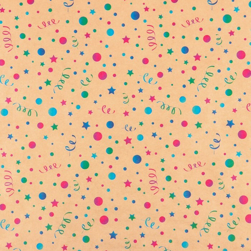 Бумага упаковочная крафтовая "конфетти и серпантин"