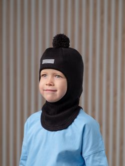 Шлем весенний/осенний вязаный (Черный) ЧИП