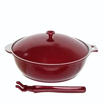 Сотейник 26*8,2см со съемной ручкой без АП литой алюминий бордо с268б