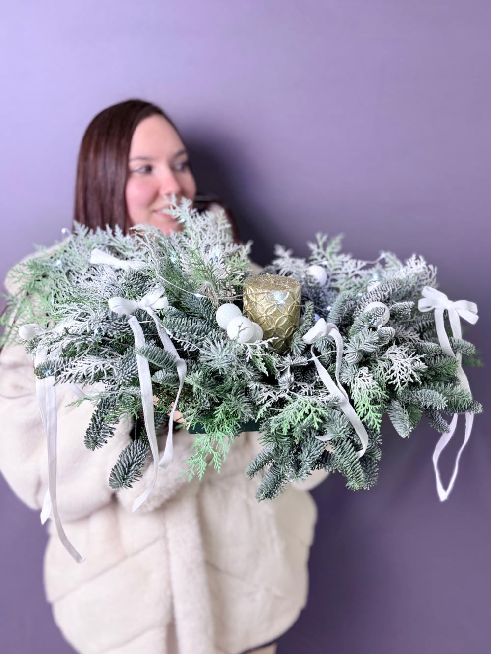 Новогодняя композиция на стол «Снежная зима»