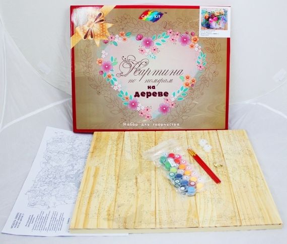 Огненные маки- картина по номерам на дереве, DER010