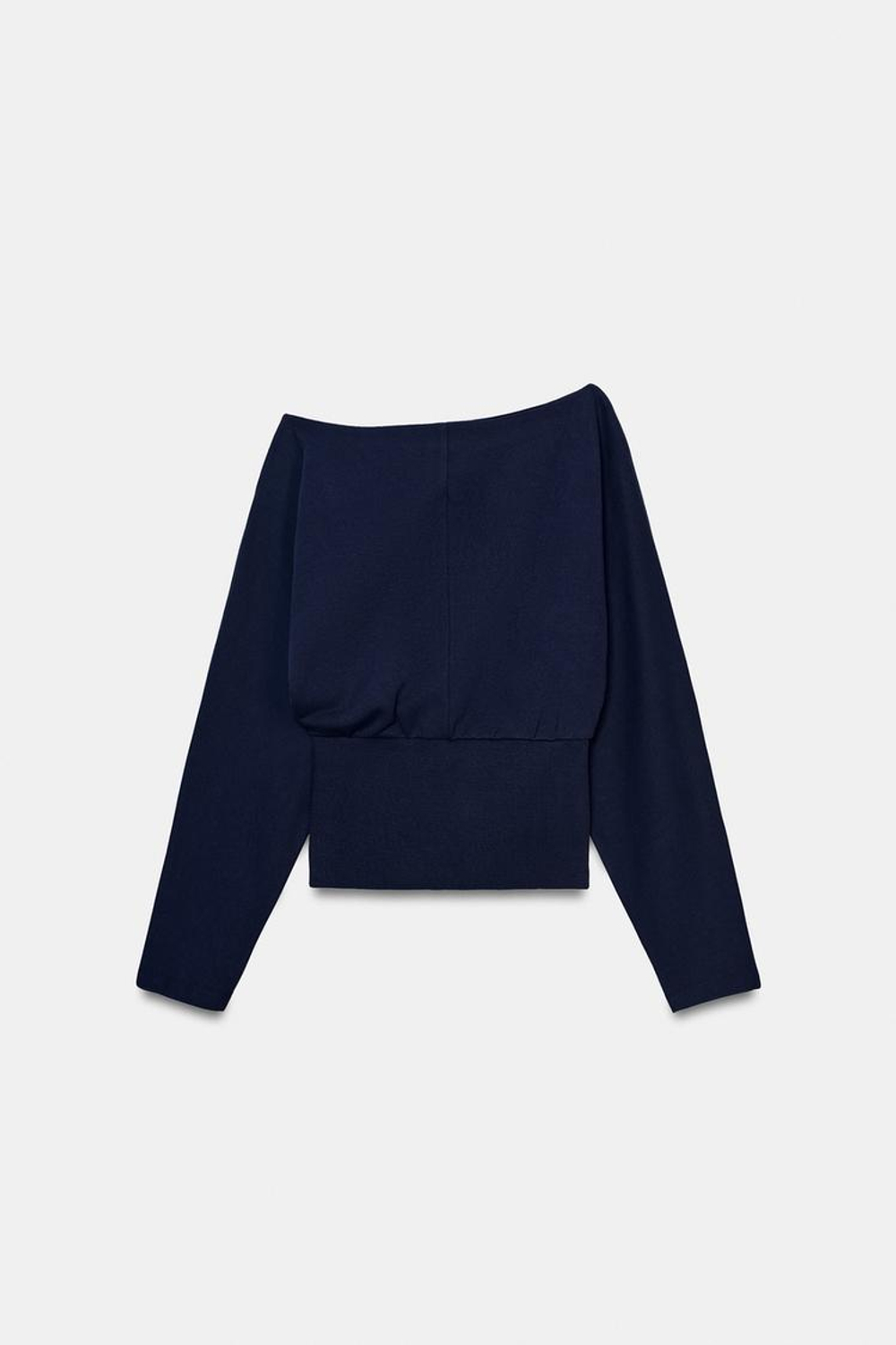 ZARA АСИММЕТРИЧНАЯ ХЛОПКОВАЯ ТОЛСТОВКА, МОРСКОЙ СИНИЙ