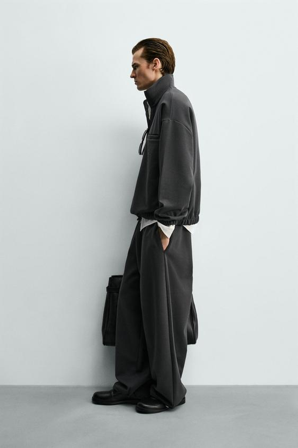 ZARA БРЮКИ-ДЖОГГЕРЫ BAGGY FIT, АНТРАЦИТОВО-СЕРЫЙ