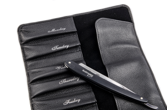 Футляр  для бритв "неделька"  Exporter Solingen, черная кожа