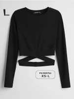 Укороченный кроп топ с длинным рукавом лонгслив