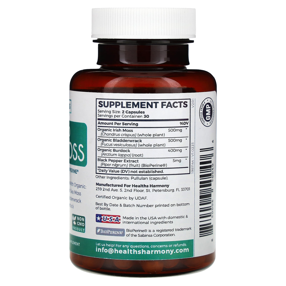Healths Harmony, улучшенный морской мох, 60 капсул
