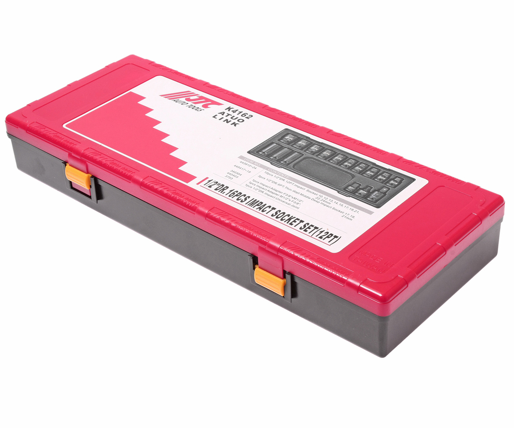 Набор головок торцевых 1/2" 12-ти гранных 10-24мм ударных 16 предметов в кейсе JTC