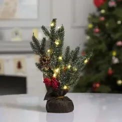 Светодиодная фигура Ёлка с ягодами и шишками 11.5×27×7.5 см., пластик, батарейки CR2032х2, Luazon Lighting (7992926)