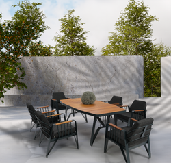 Столовая группа Ocean Dinning Set. Алюминий, ироко. Поставка 45 дней.