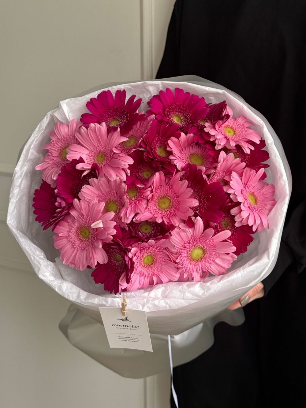 Букет из 25 минигербер розового оттенка