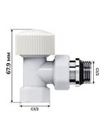Набор термостатический угловой для радиатора Royal Thermo Design 1/2"М30х1,5 белый (RATVDU11212WH)