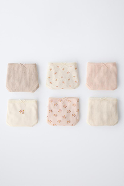 ZARA НАБОР ИЗ ШЕСТИ ТРУСОВ С ЦВЕТОЧНЫМ ПРИНТОМ, ПУДРОВО-РОЗОВЫЙ