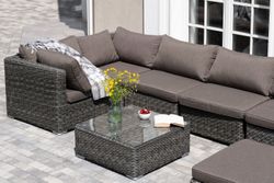 "Лунго" трансформирующаяся лаунж-зона из искусственного ротанга, цвет графит