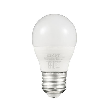 Лампа светодиодная LED Старт ECO Шар, E27, 10 Вт, 6500 K, холодный белый свет