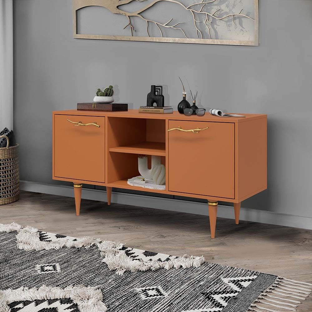 Тумба под ТВ Арт Колор matte 117см Классик Сильвер Томленый оранжевый матовый