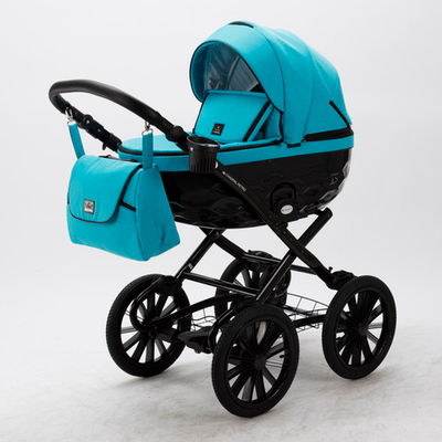 Детская универсальная коляска Adamex Chantal RETRO 3 в 1, C212 - Бирюзовый
