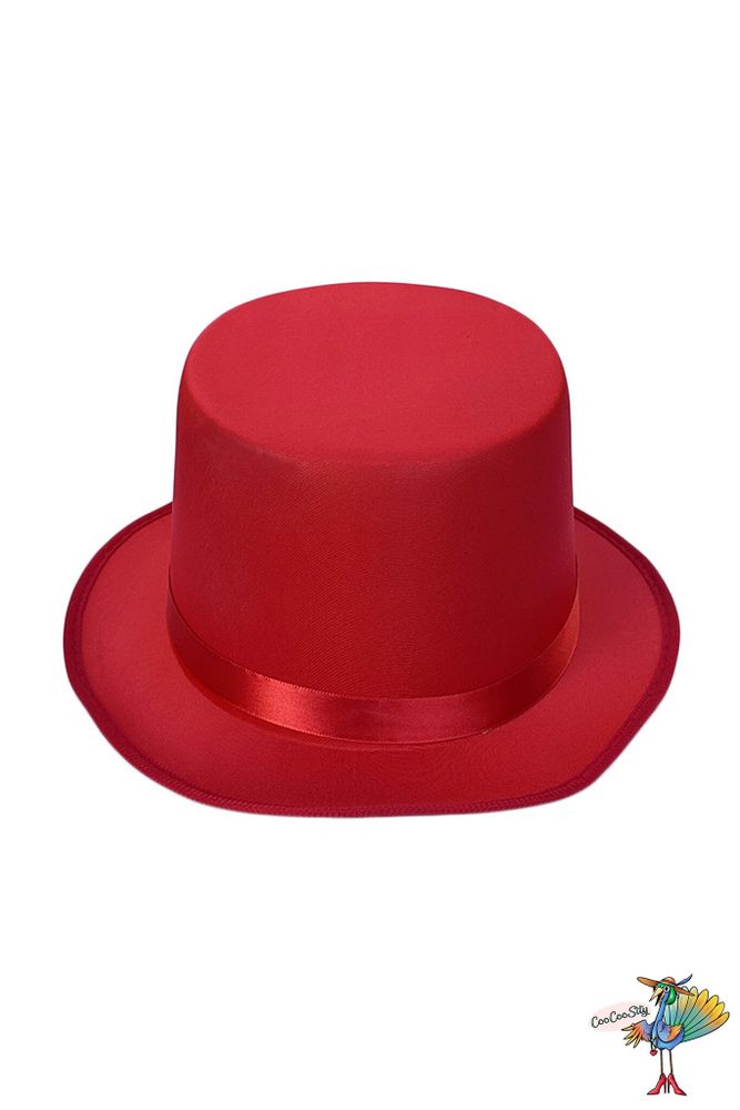 шляпа Цилиндр красная, текстиль, высота 12,5 см, обхват головы 58-59 см