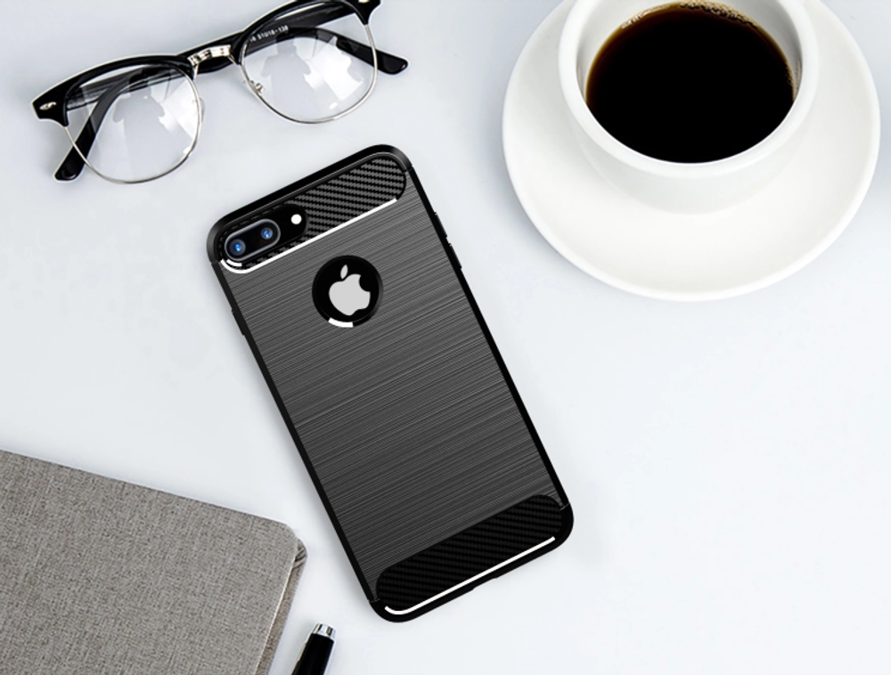 Чехол для iPhone 7 Plus цвет Black (черный), серия Carbon от Caseport