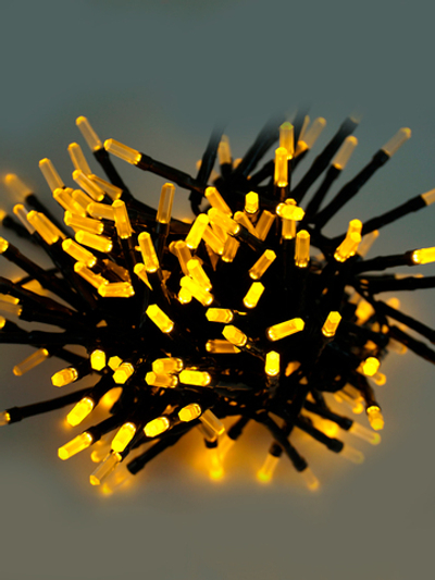 Гирлянда светодиодная "ФЕЙЕРВЕРК", 5 мм., 200 LED, желтый, 2м, 8 режимов MAG-G072-200