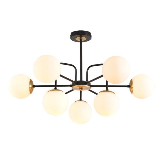 8375/9C MODERNI LN черный/латунь/белый, металл/стекло Люстра потолочная E27 9*60W 220V ELRONA