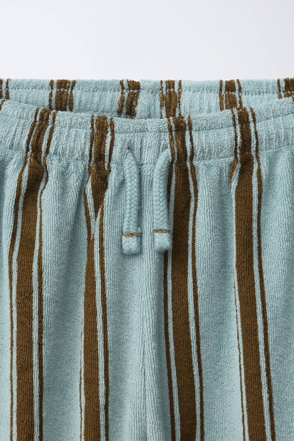 ZARA БРЮКИ RELAXED В ПОЛОСКУ С ЭФФЕКТОМ МАХРОВОЙ ТКАНИ, ЗЕЛЕНОВАТО-СИНИЙ