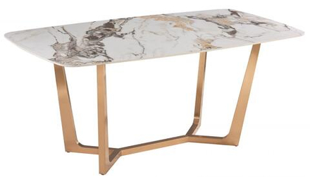 Стол обеденный Ist Casa Ланс Мат, 160х90х75 см, белая керамика, матовое золото