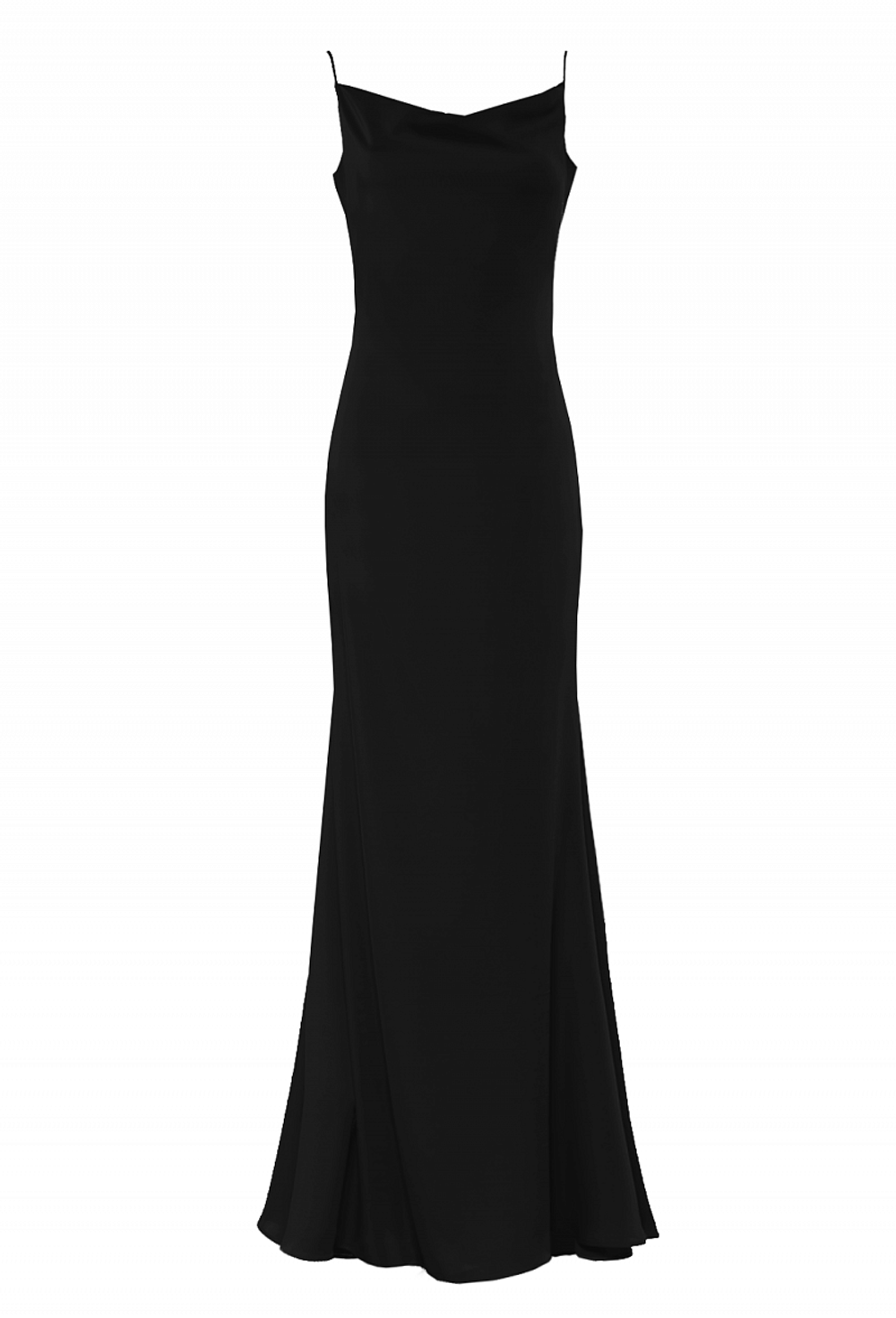 Платье в пол на лямках чёрное 28-19 SS