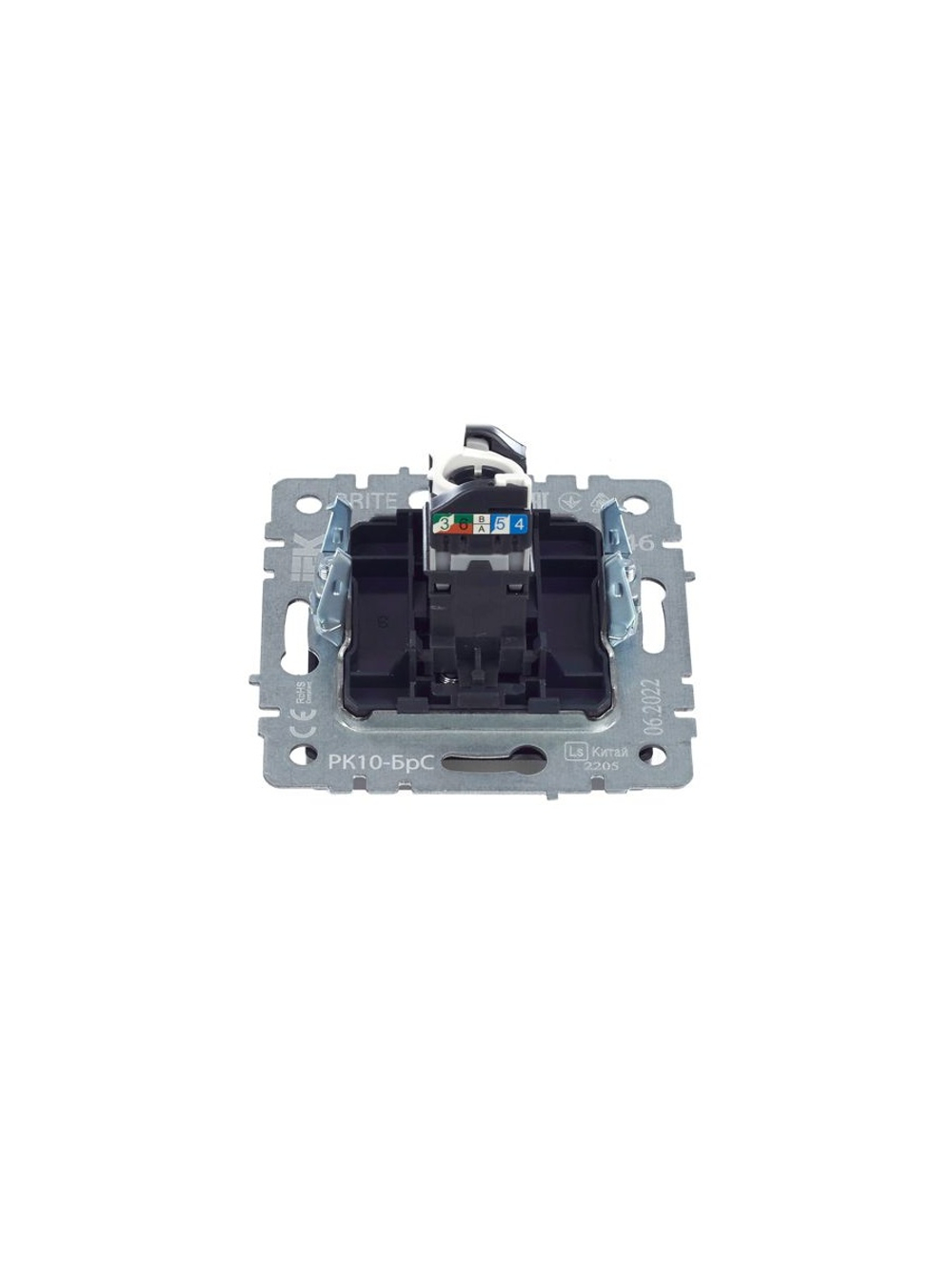 Розетка компьютерная СП RJ45 кат.5E BRITE РК10-БрС механизм сталь IEK BR-K10-1-K46