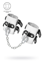 Бело-черные наручники с двумя ремешками и люверсами (Цвет: белый с черным)