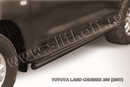 Пороги стальные Toyota Land Cruiser 200 (2007-2012) d57 труба (черные)