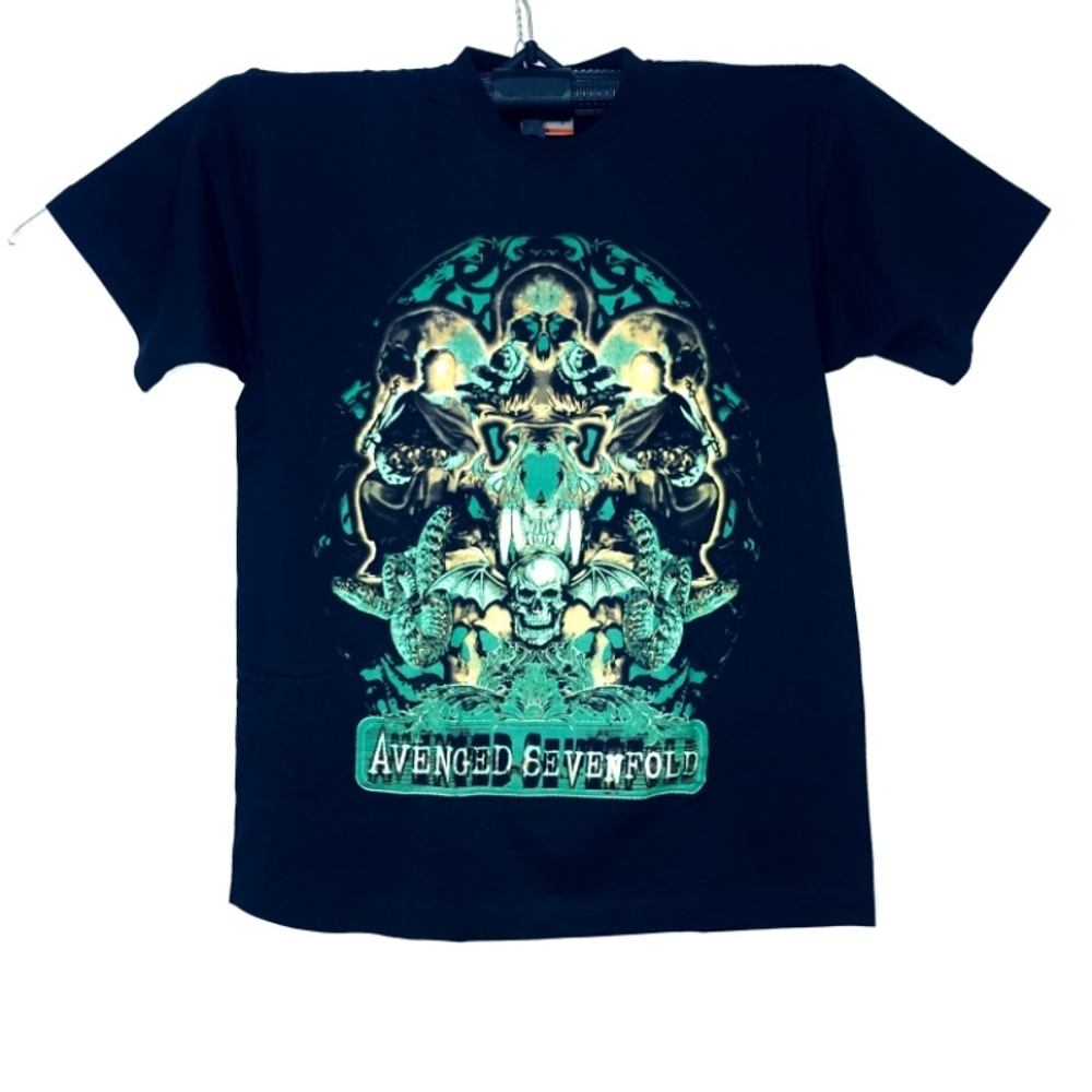 Футболка Avenged sevenfold зеленый клыки Love it or die (XS)