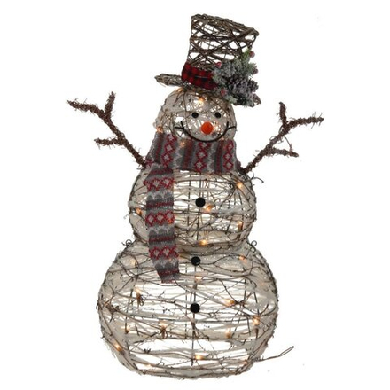 GAEM Изделие декоративное с подсветкой "Снеговик", L70 W30 H90 см, (теплый белый, работает от сети 220V)
