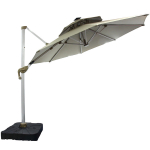 Зонт садовый складной с подставкой и подсветкой, круглый 300 см, бежевый