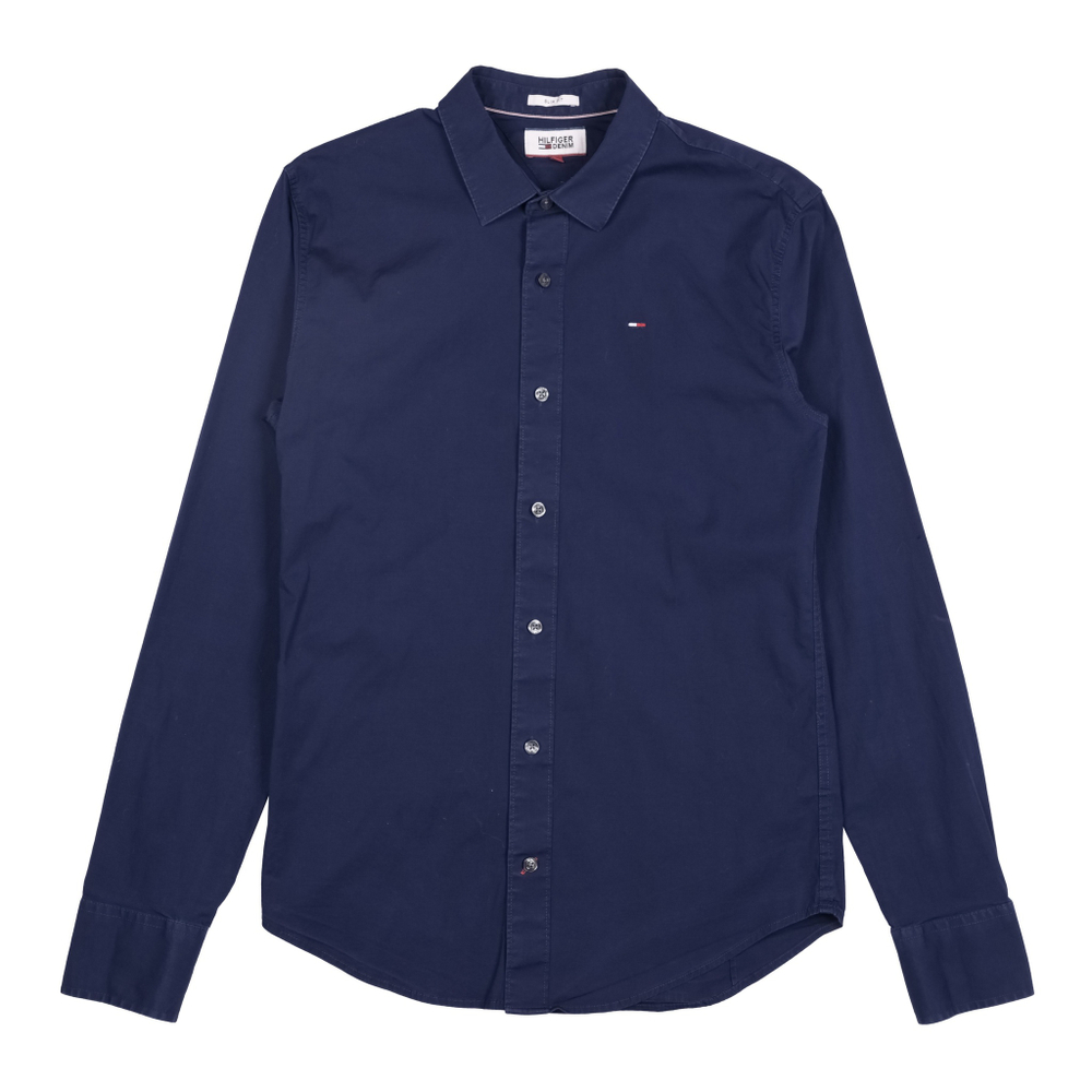 Темно-синяя приталенная рубашка Hilfiger Denim, М slim