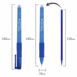 Ручка стираемая гелевая с эргономичным грипом + 9 стержней, BRAUBERG "RESTART", СИНЯЯ, игольчатый узел 0,7 мм, линия письма 0,35 мм, 144098